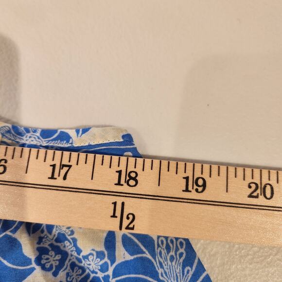 J Crew Blue Floral Halter Cross Back Cotton Voile Cover Up Mini Dress Size Small - Picture 10 of 13